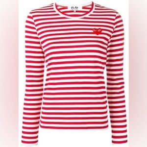 Comme des Garcons Play Red & White Striped Heart